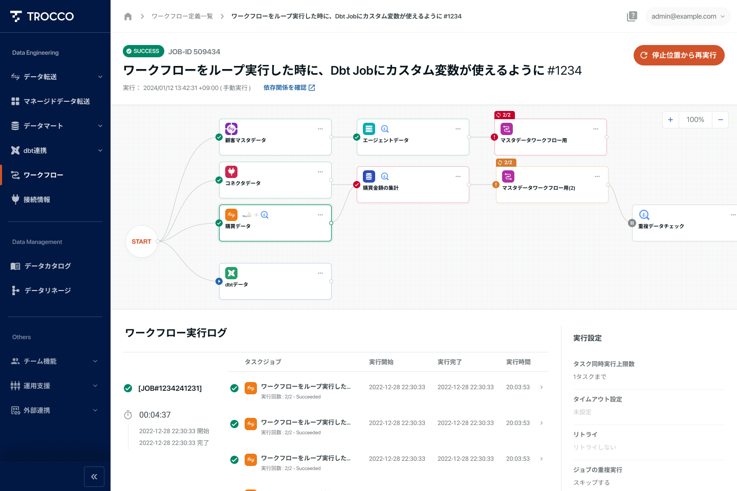 ETL/ELT処理などをワークフローで設定